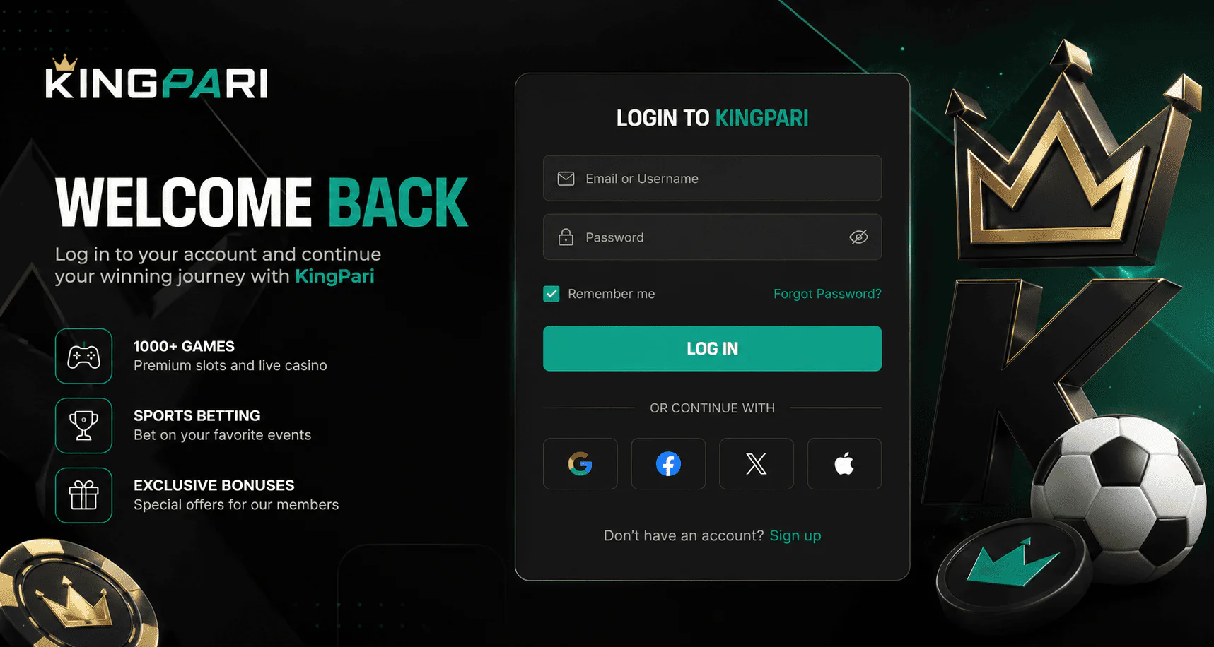 KingPari - Login
